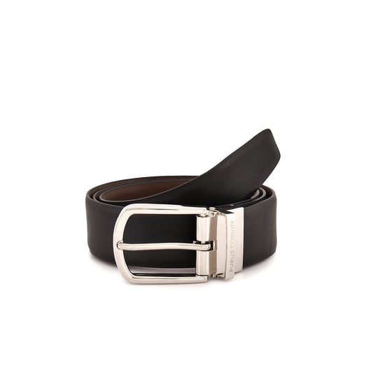 Purus Reversible Leather Belt - Plain Black