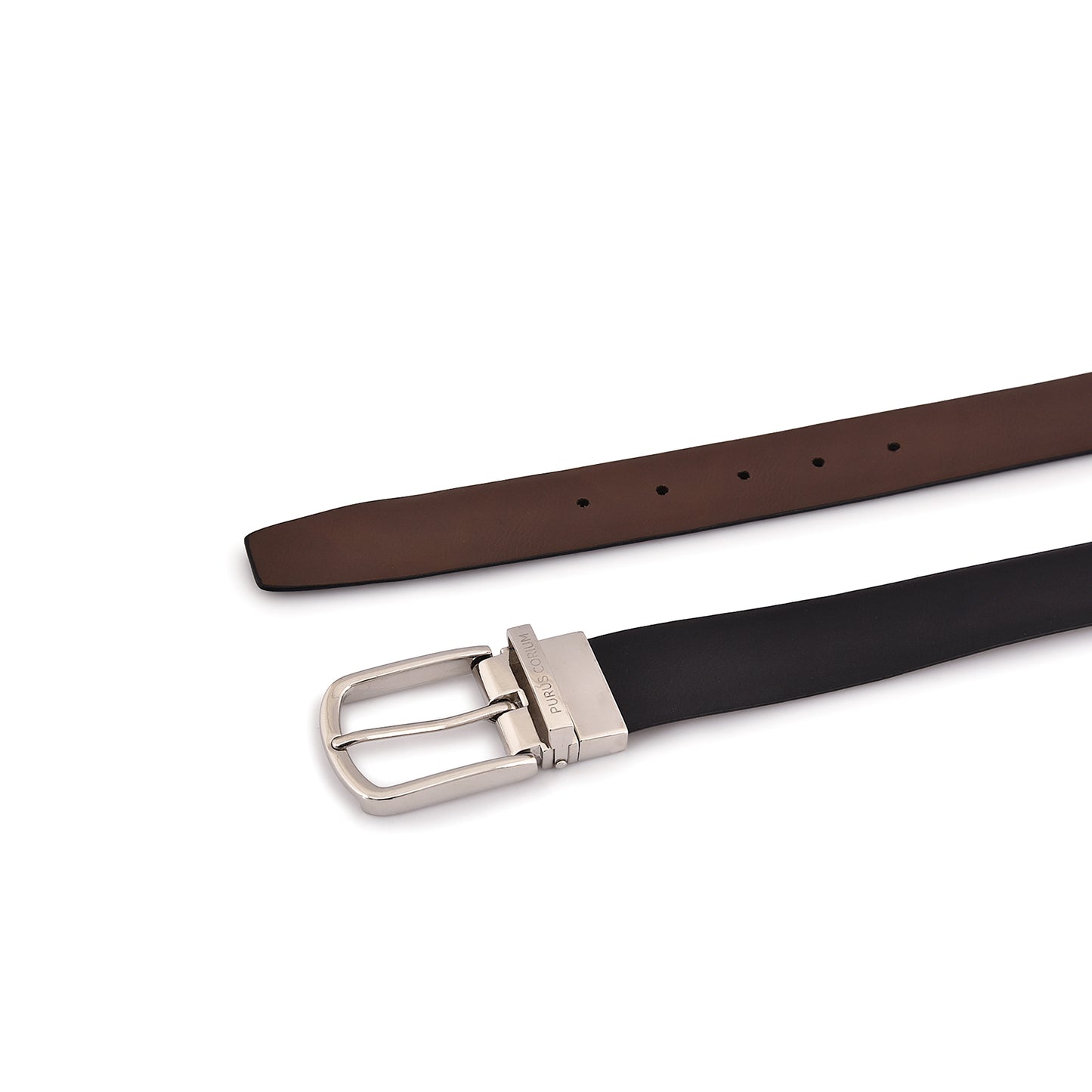 Purus Reversible Leather Belt - Plain Black