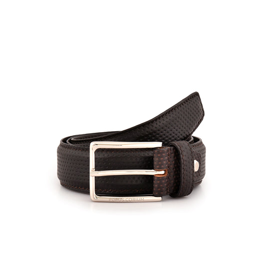 Executive Profile Leather Belt- Textured Brown