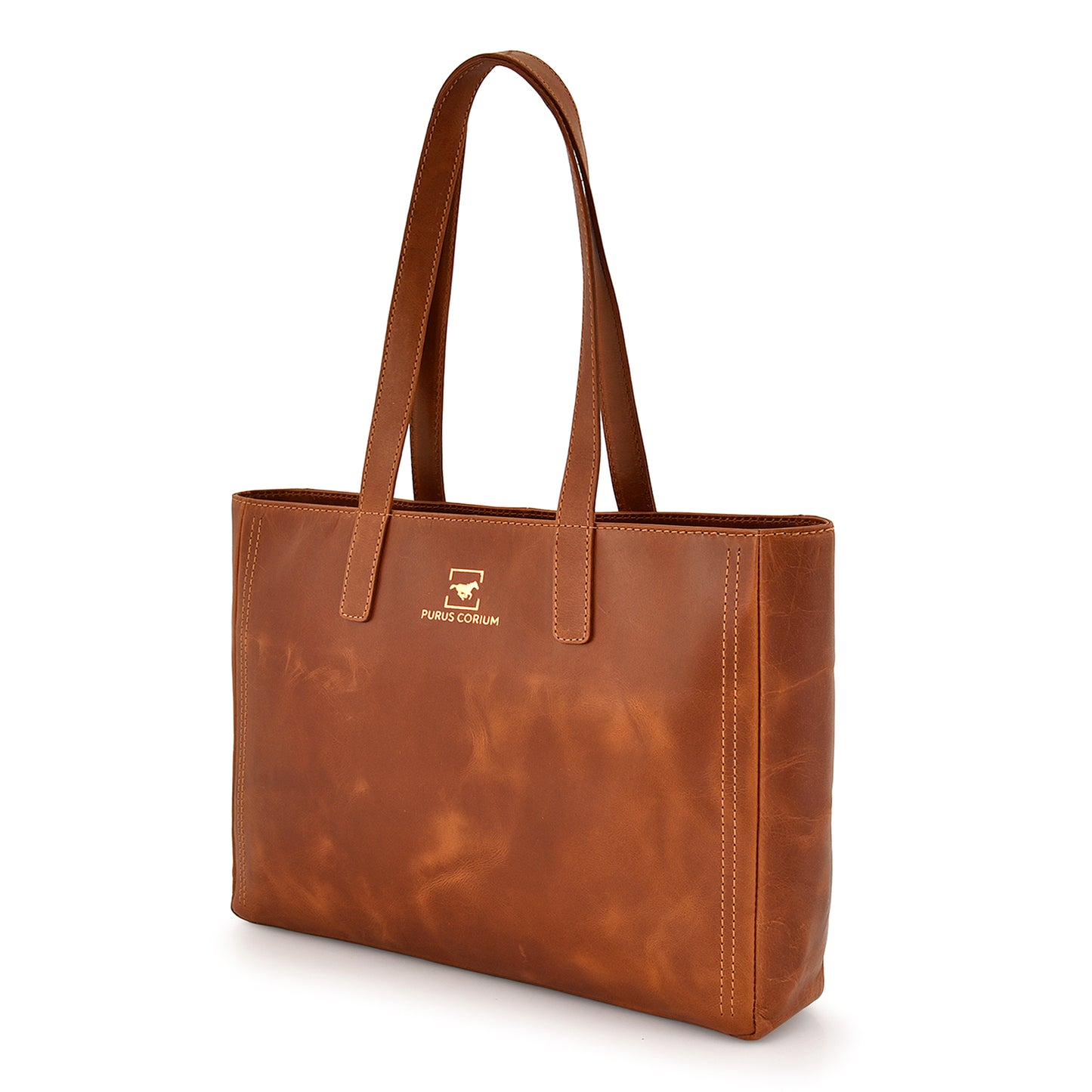 Daily Office Premium Leather Side Bag - Teakwood Tan