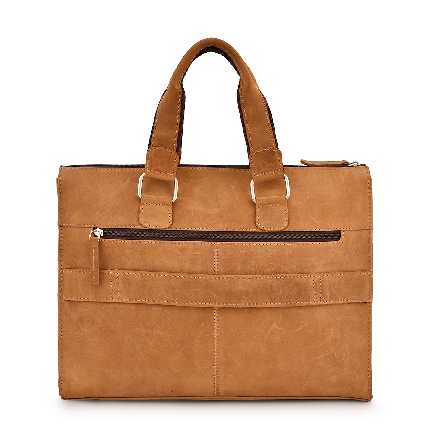 Vintage Nubuck Leather Laptop Bag- Caramel Tan