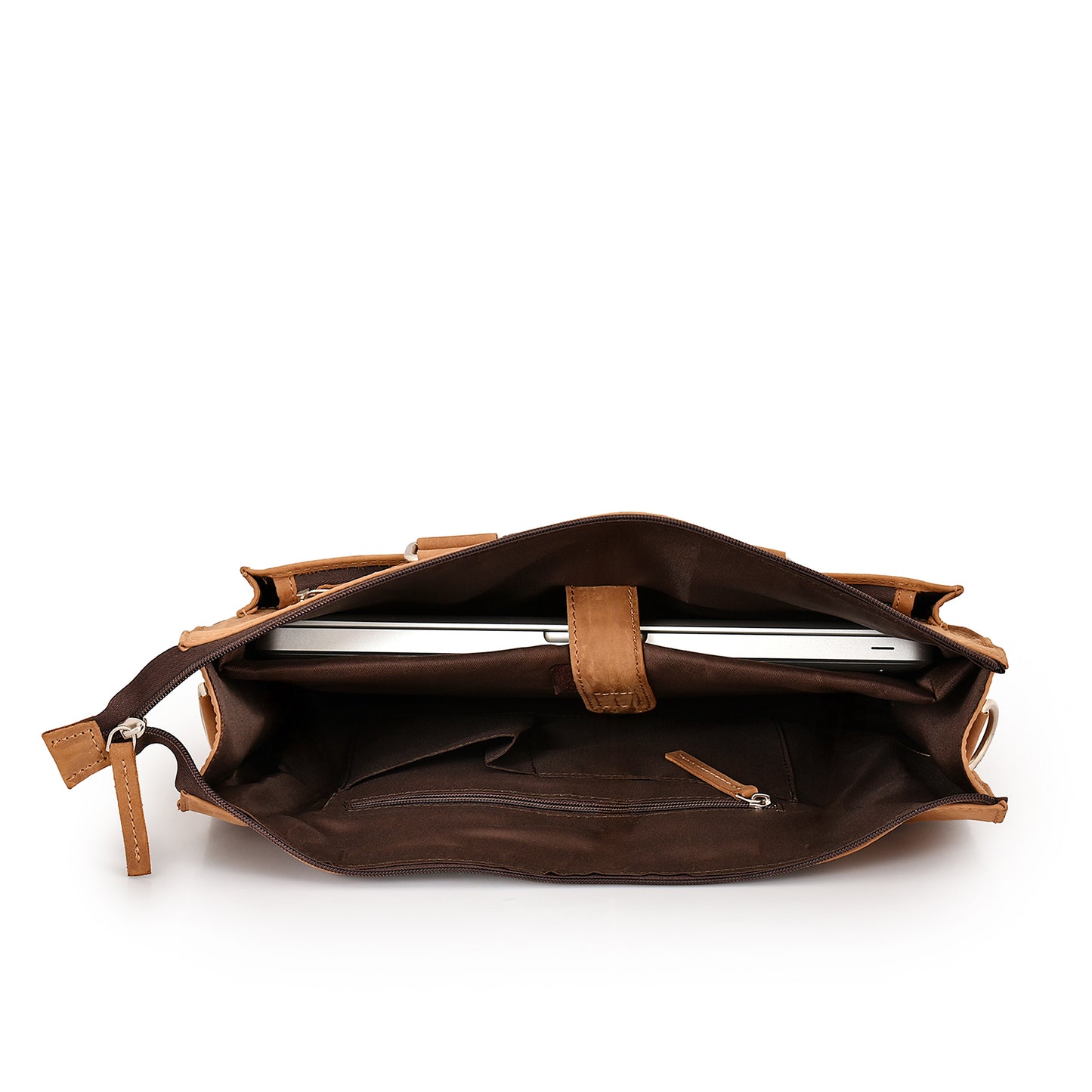 Vintage Nubuck Leather Laptop Bag- Caramel Tan