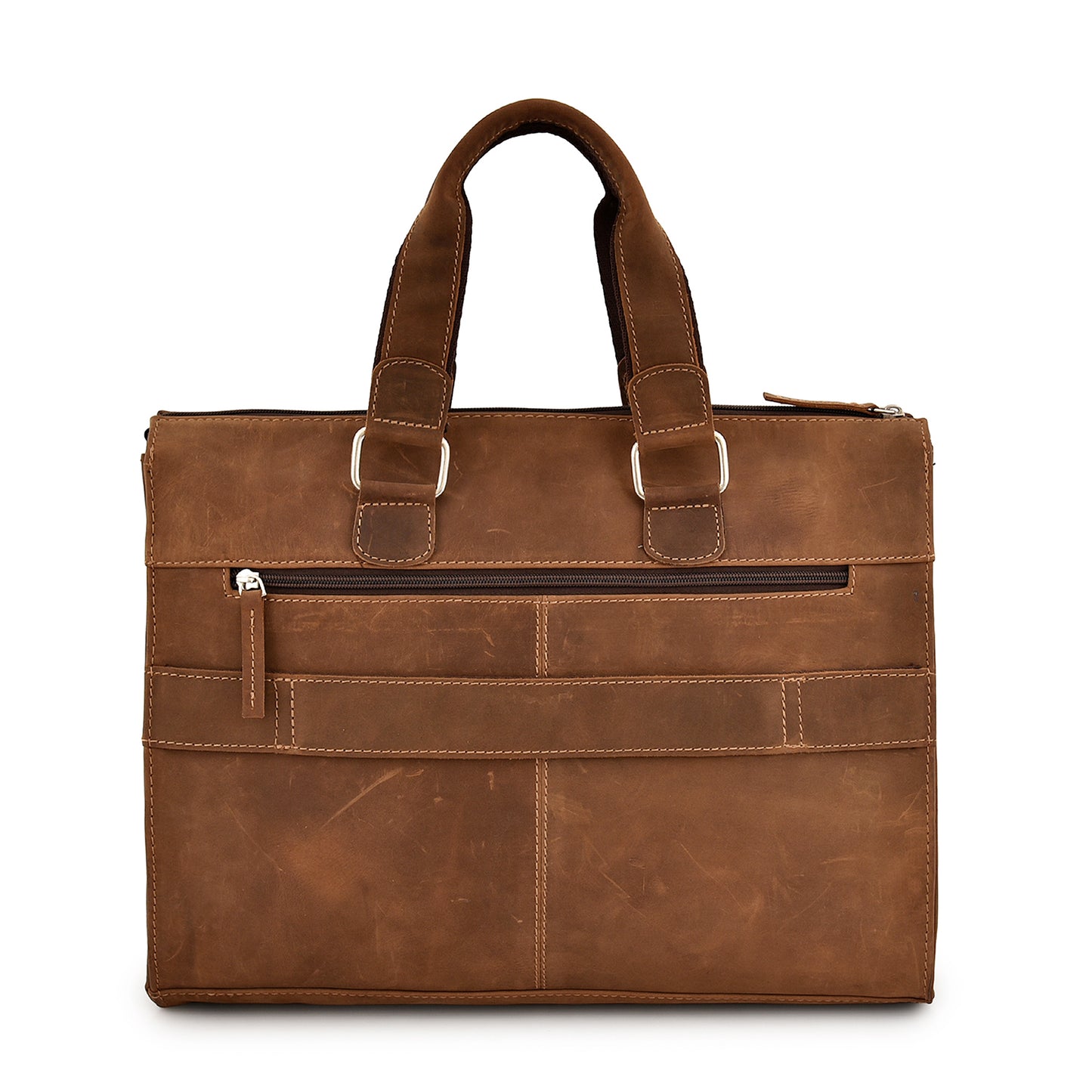 Vintage Nubuck Leather Laptop Bag- Coffee Brown