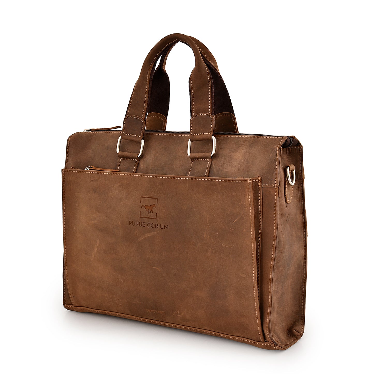 Vintage Nubuck Leather Laptop Bag- Coffee Brown