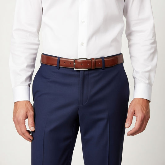 Executive Profile Leather Belt- Plain Brown