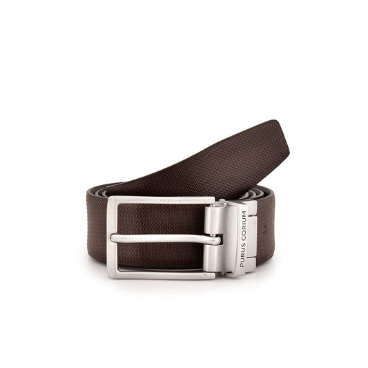 Purus Reversible Leather Belt - Printed Brown