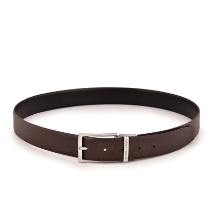 Purus Reversible Leather Belt - Printed Brown