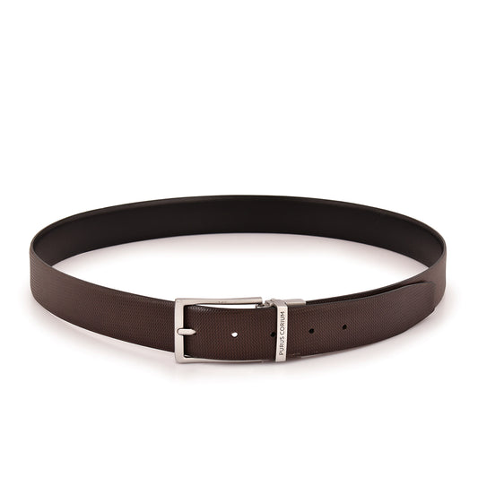 Purus Reversible Leather Belt - Printed Brown