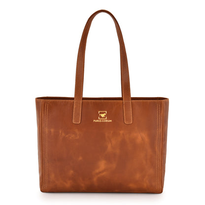 Daily Office Premium Leather Side Bag - Teakwood Tan