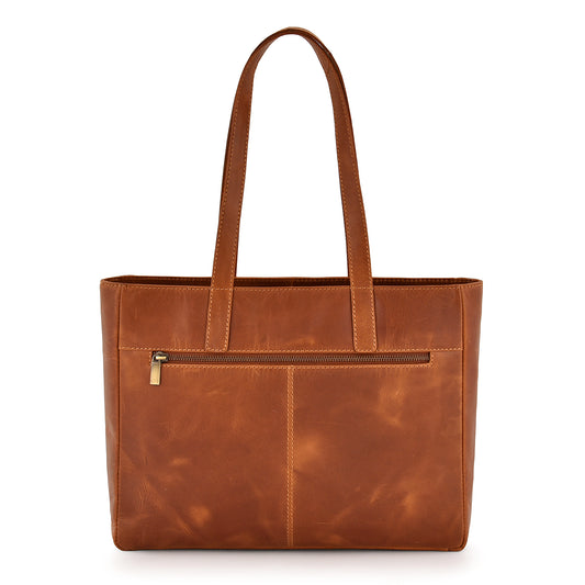 Daily Office Premium Leather Side Bag - Teakwood Tan