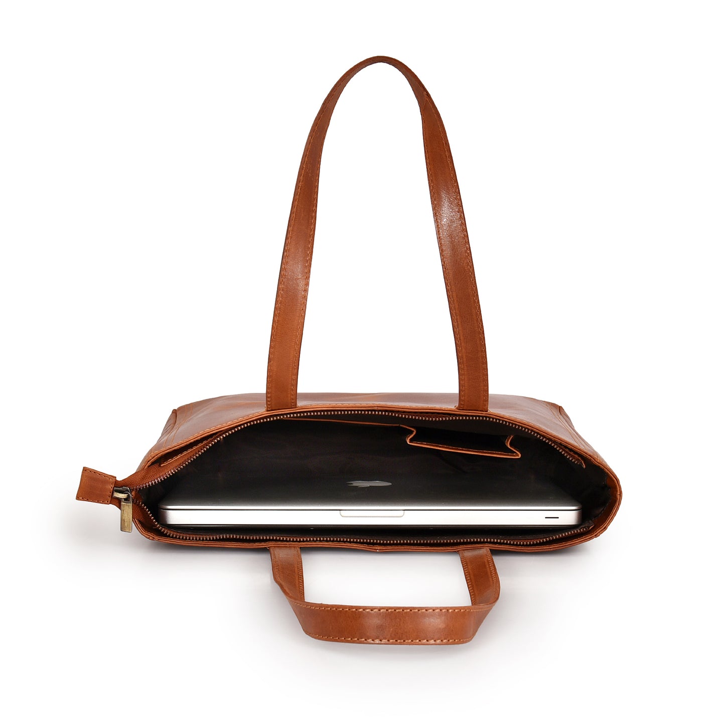 Daily Office Premium Leather Side Bag - Teakwood Tan