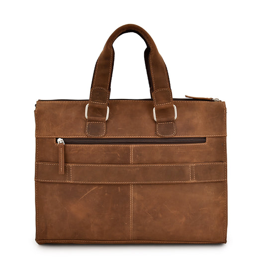 Vintage Nubuck Leather Laptop Bag- Coffee Brown