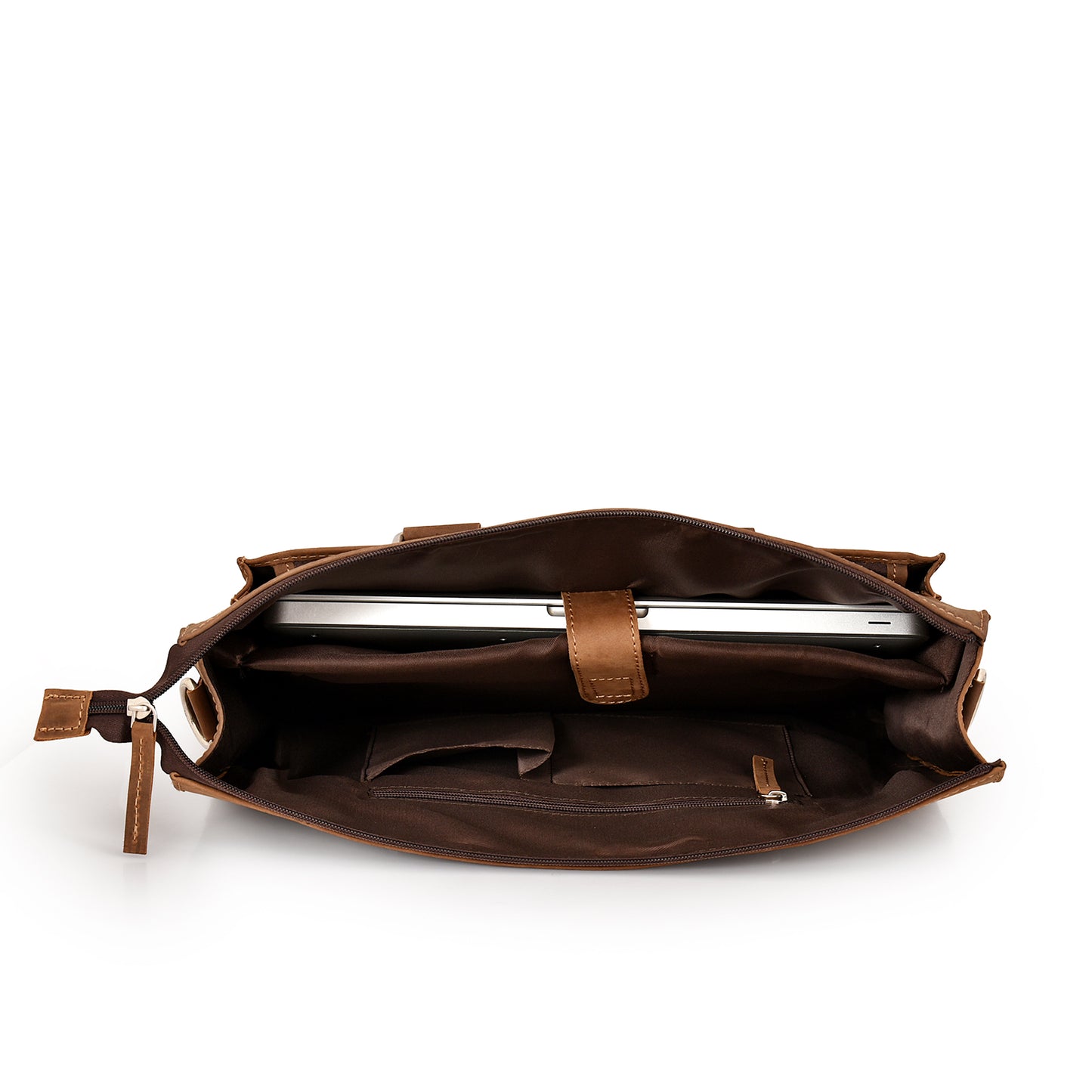 Vintage Nubuck Leather Laptop Bag- Coffee Brown