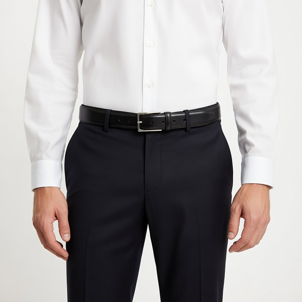 Executive Profile Leather Belt- Textured Black