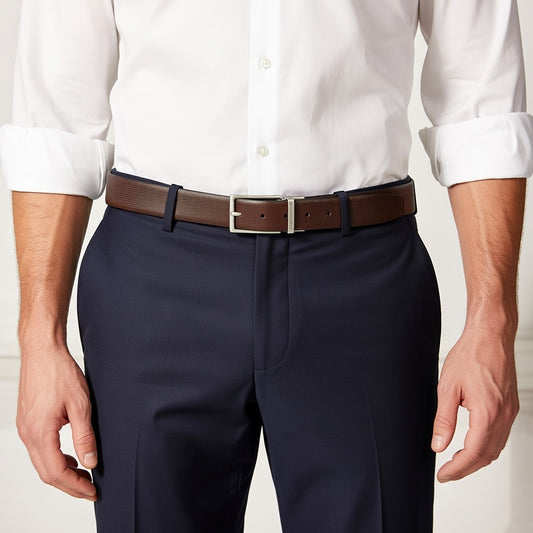 Purus Reversible Leather Belt - Printed Brown