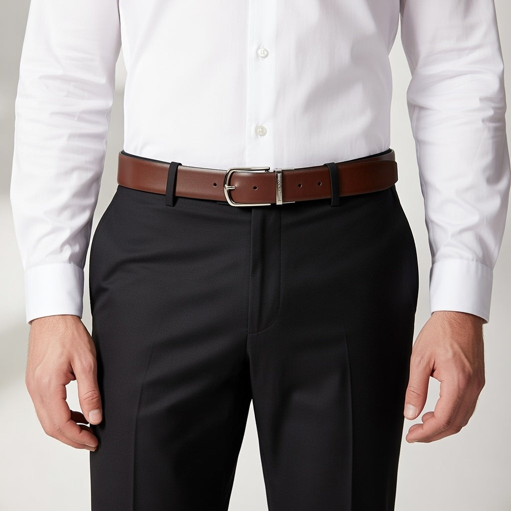 Purus Reversible Leather Belt - Plain Brown