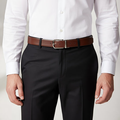 Purus Reversible Leather Belt - Plain Brown