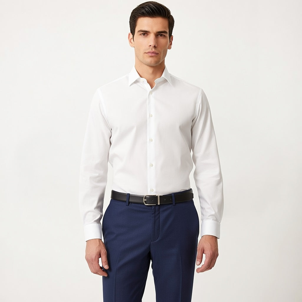 Purus Reversible Leather Belt - Plain Black