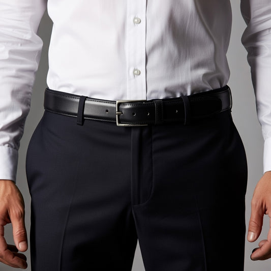Executive Profile Leather Belt- Plain Black