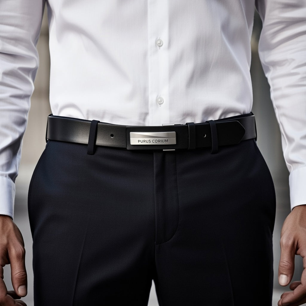 Purus Signatured Leather Belt - Black