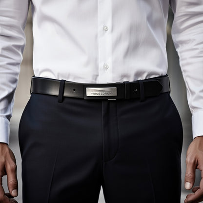 Purus Signatured Leather Belt - Black