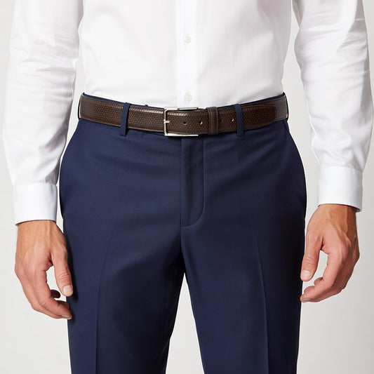 Executive Profile Leather Belt- Textured Brown